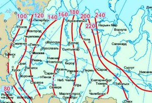 Глубина промерзания почвы на территории России